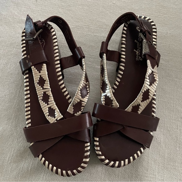 Free People Sedona Sandals Leather Platform Boho Brown Gold NEW Size 10 - Picture 2 of 7
